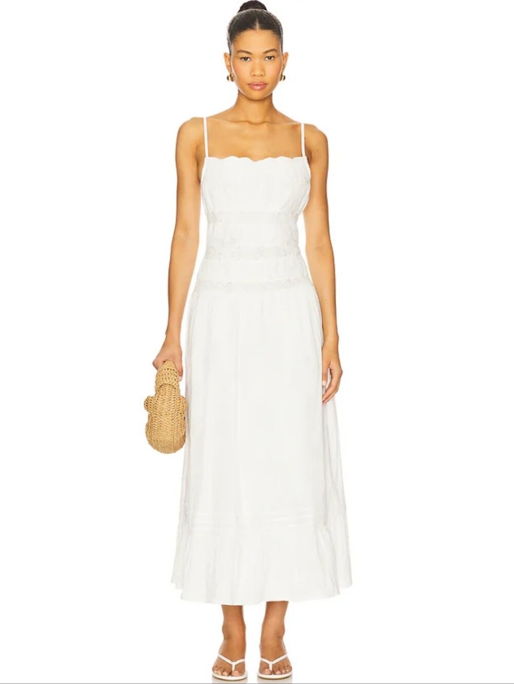 Tularosa Llana Dress White Scallop-Neck Maxi Dress